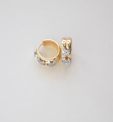 Stainlees Steel Hoop Earrings with Crystal Embellishments