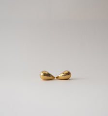 Stainless Steel Teardrop Stud Earrings with Gold Finish