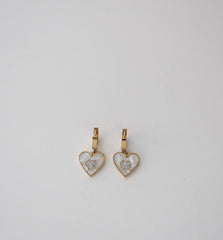 Stainless Steel Heart Hoop Earrings with Crystal Centers