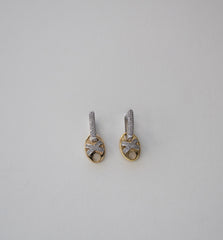 Stainless Steel Earrings with Gold and Silver Tone Finish and Crystal Accents