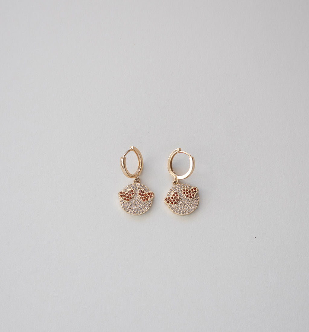 Stainless Steel Hoop Earrings with Crystal Disc Charms