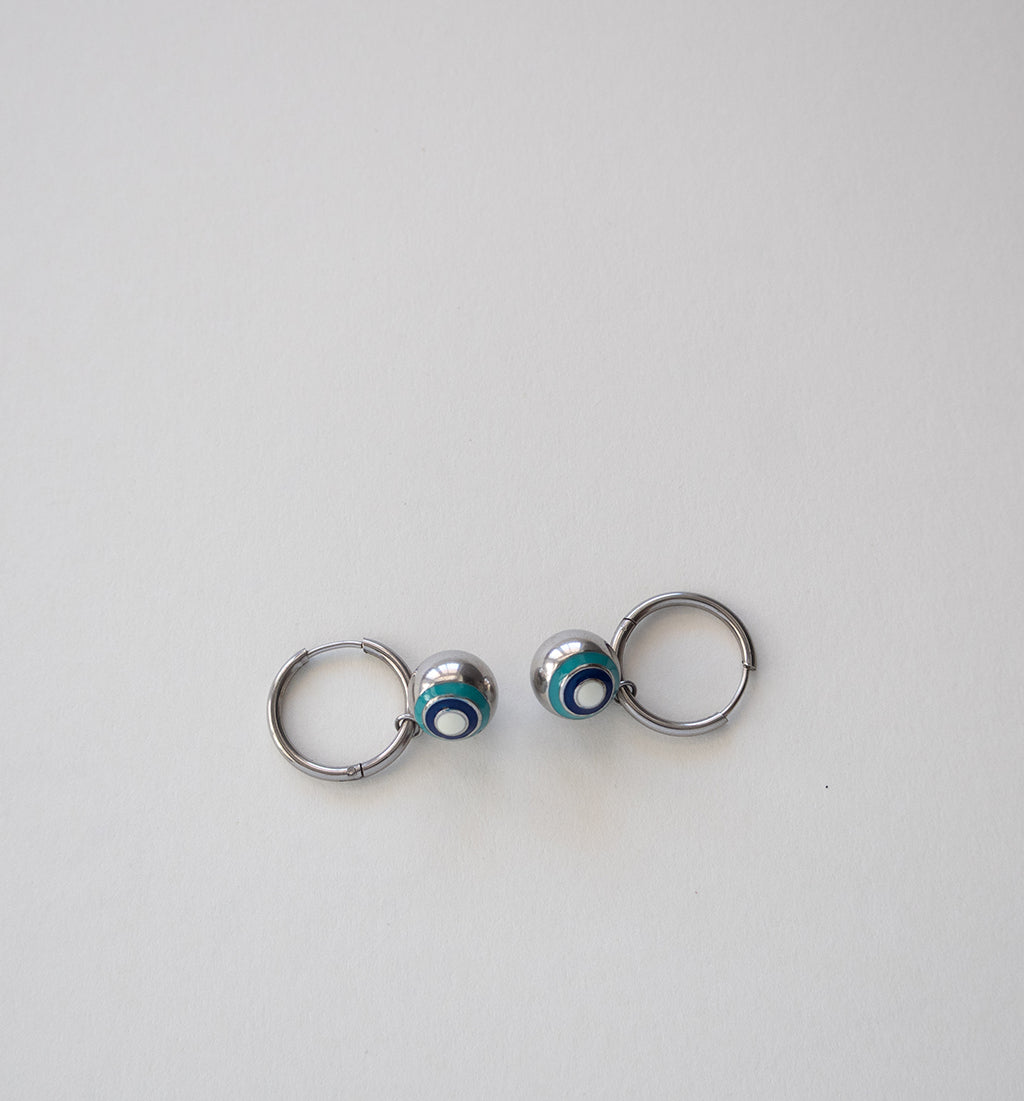 Stainless Steel Hoop Earrings with Evil Eye Charms