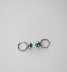 Stainless Steel Hoop Earrings with Evil Eye Charms