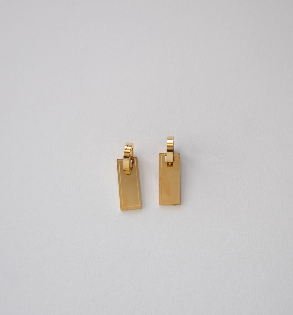 Stainless Steel Gold Rectangular Drop Earrings
