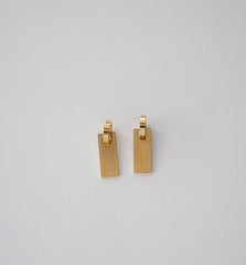 Stainless Steel Gold Rectangular Drop Earrings