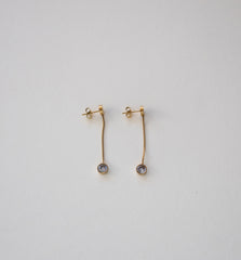 Stainlees Steel Gold Chain Drop Earrings with Crystal Studs
