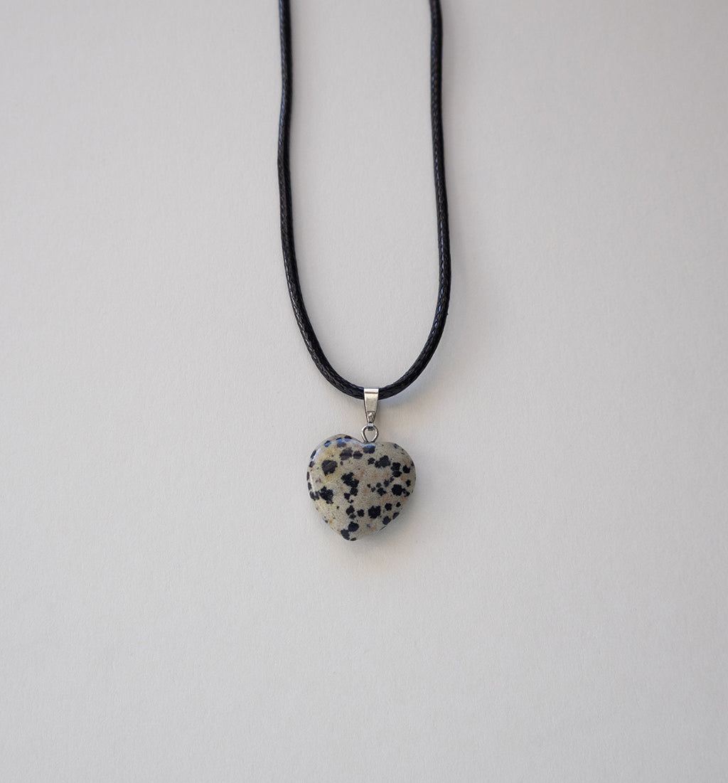 Dalmatian Jasper Heart Pendant Necklace