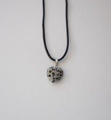 Dalmatian Jasper Heart Pendant Necklace
