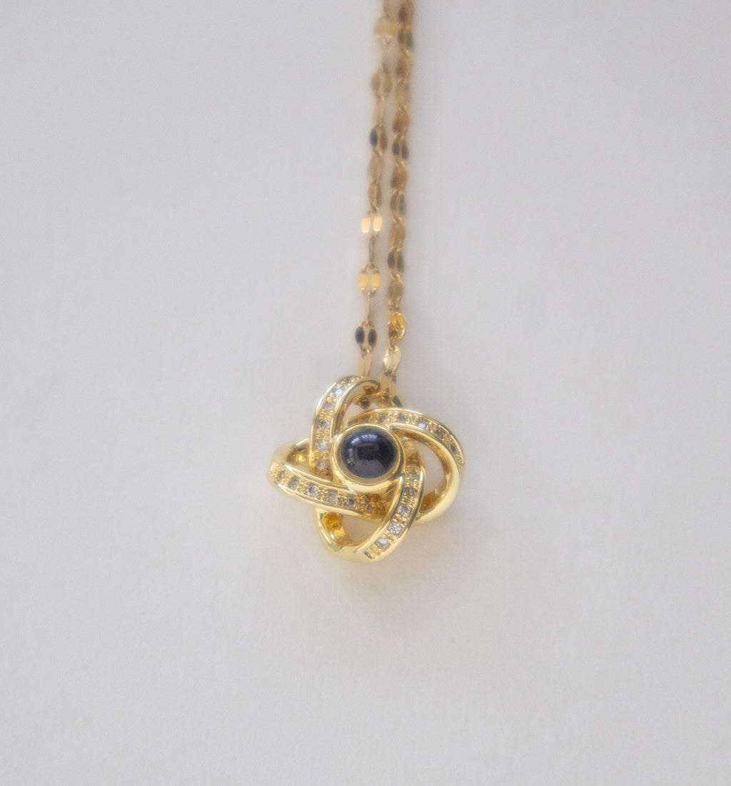 Stainless Steel Gold Necklace with Twisted Knot Pendant