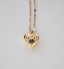 Stainless Steel Heart Pendant Necklace with Antler Design
