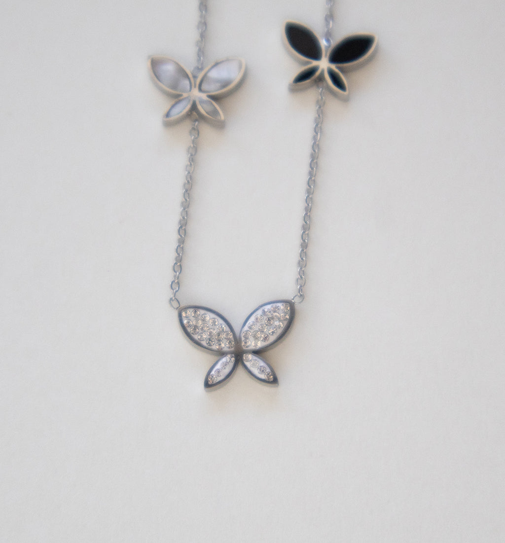 Elegant Silver Butterfly Cascade Necklace