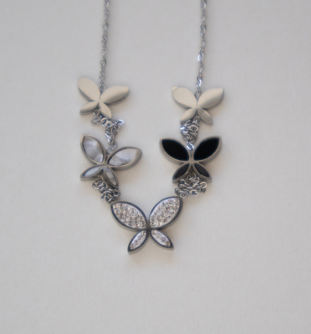 Elegant Silver Butterfly Cascade Necklace