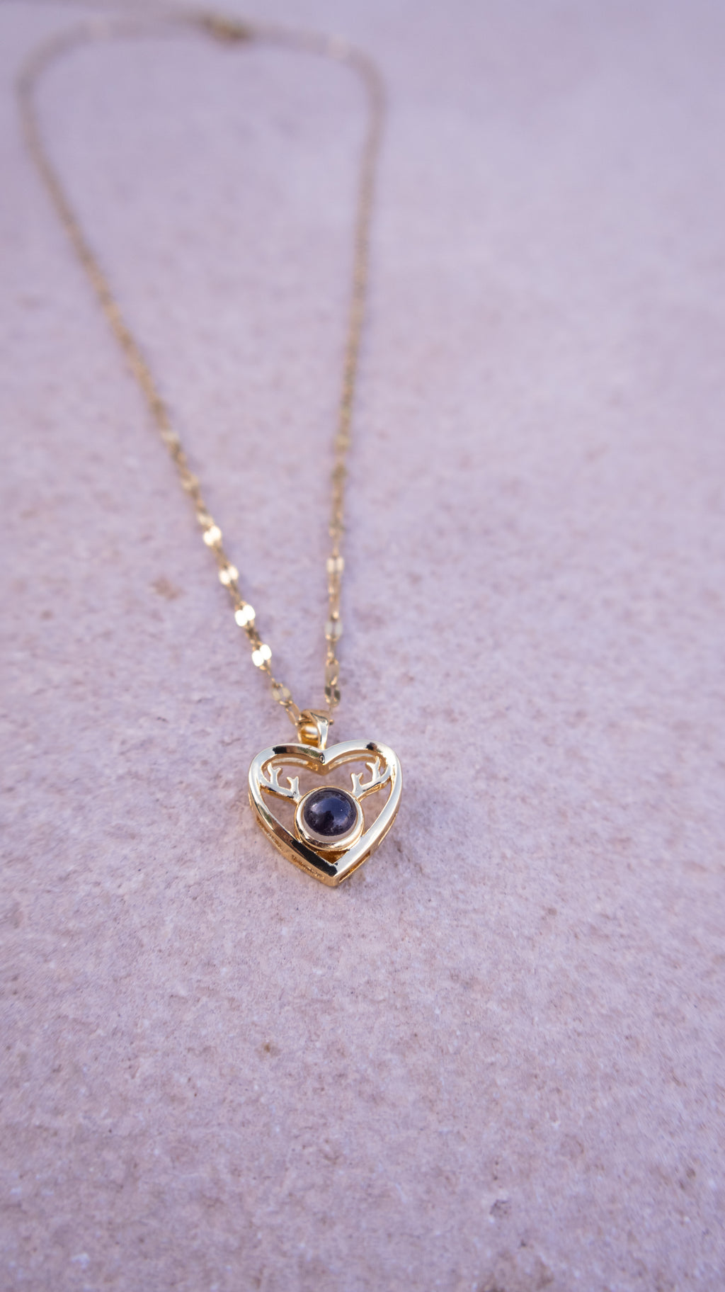 Antler Design Heart Pendant Necklace