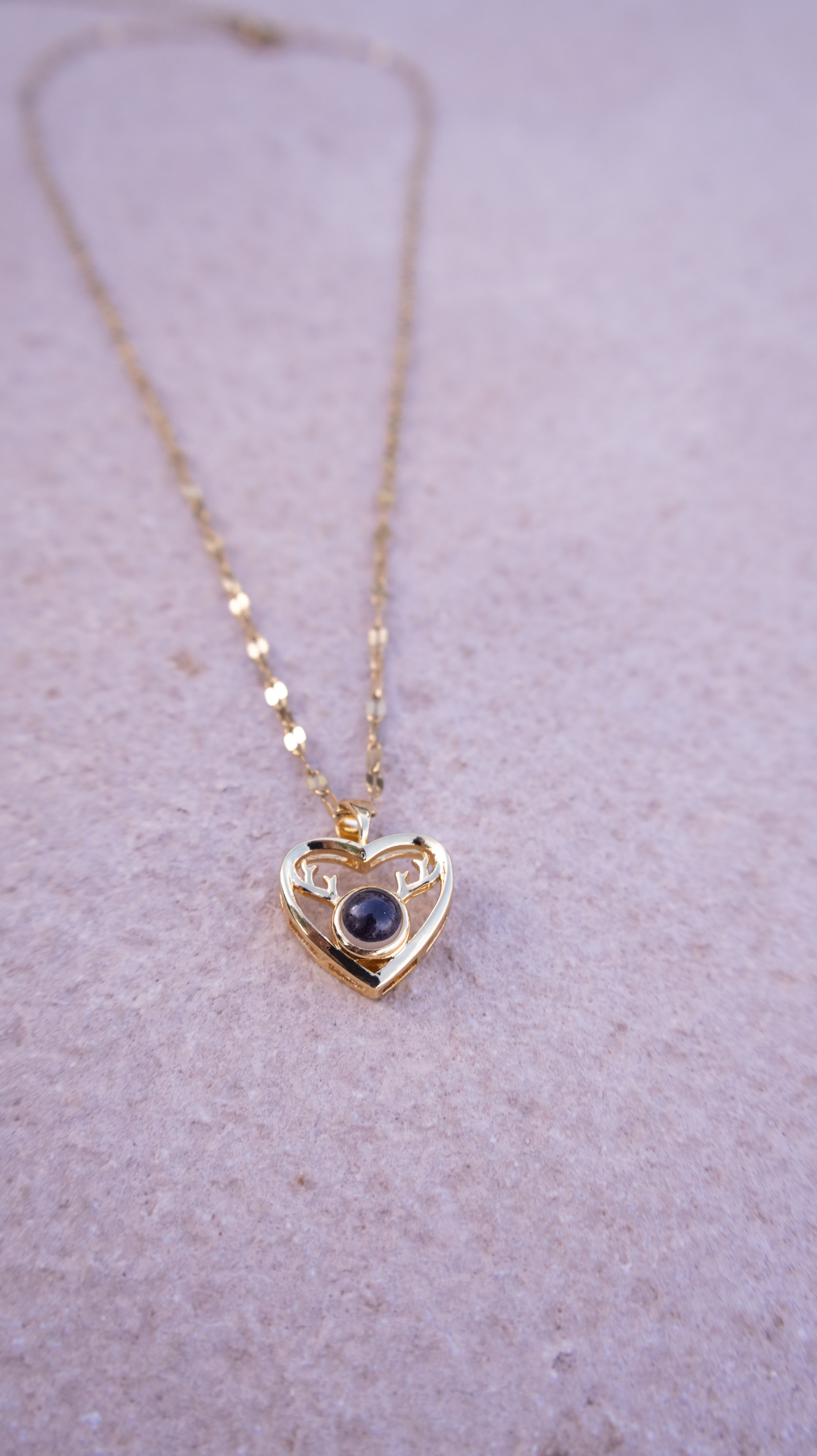 Antler Design Heart Pendant Necklace