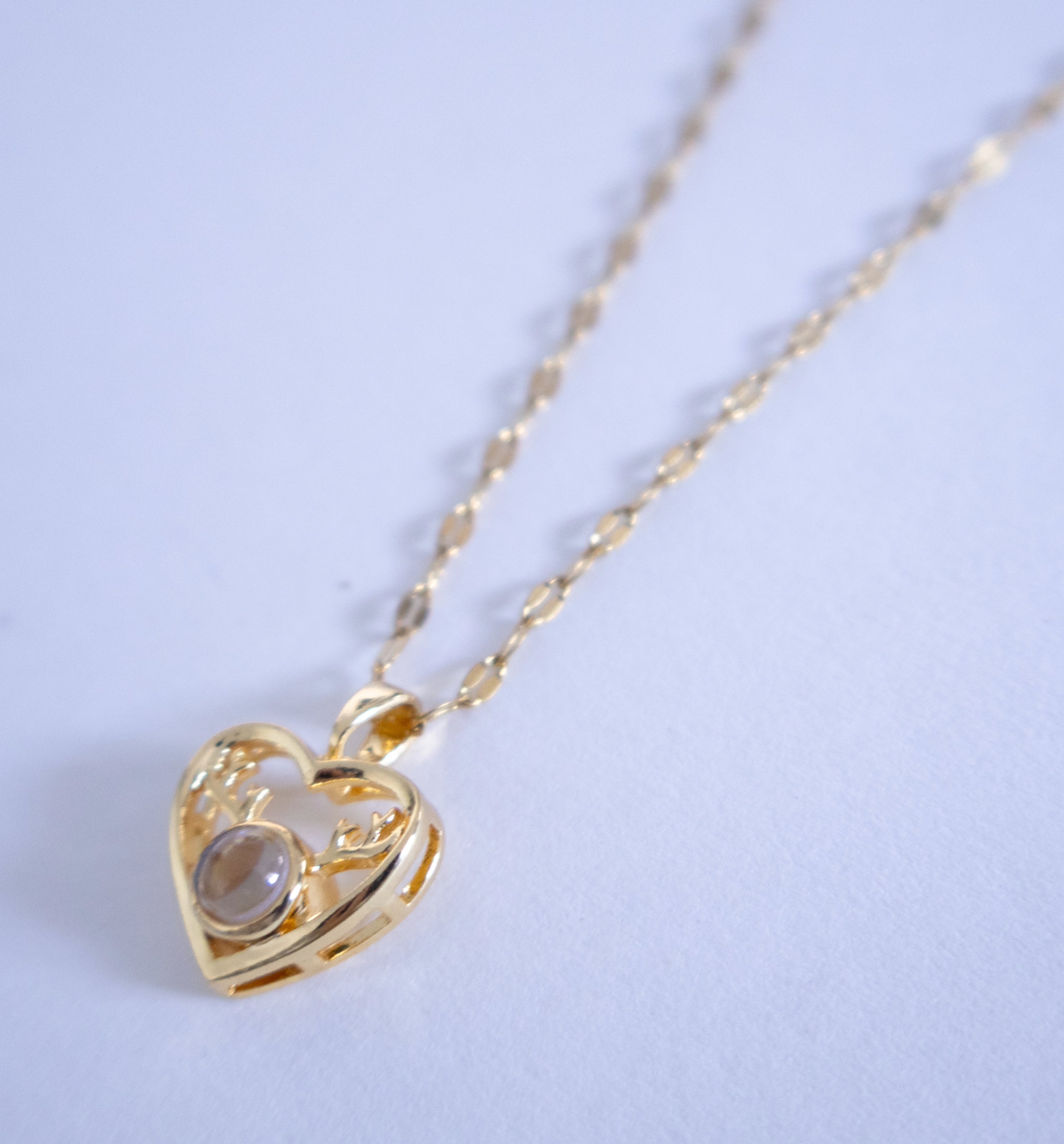 Antler Design Heart Pendant Necklace