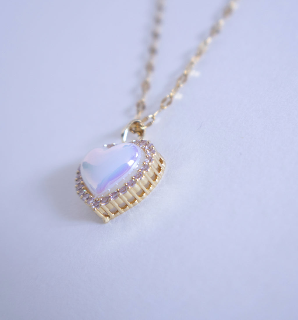 Crystal Halo Heart Pendant Necklace