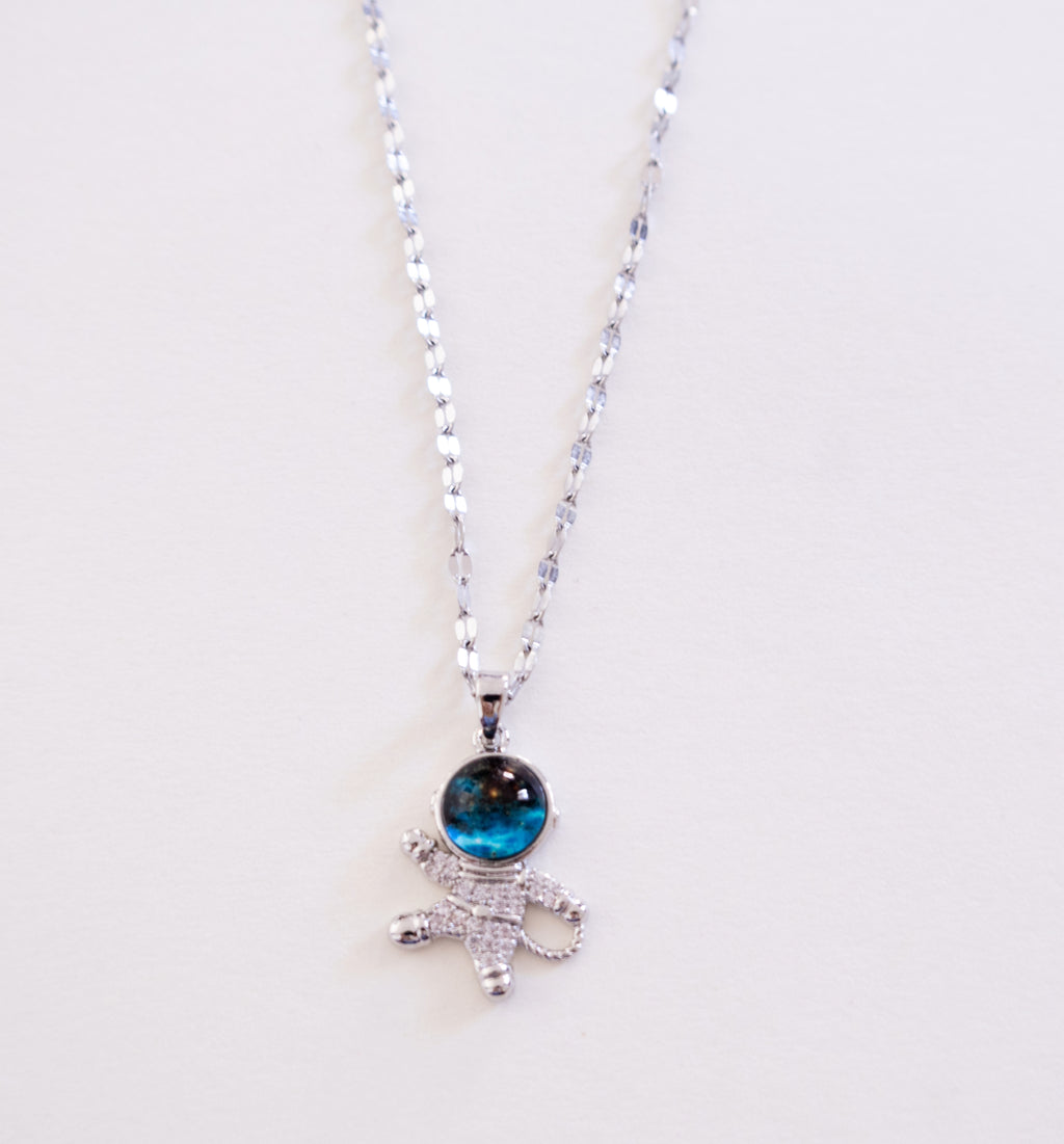 Blue Astronaut Pendant Necklace