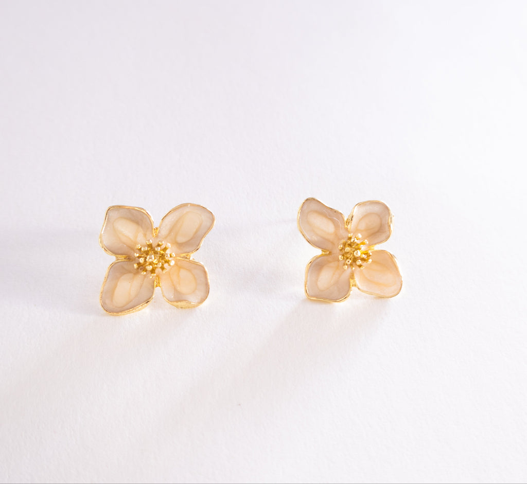Golden Light Blossom Stud Earrings