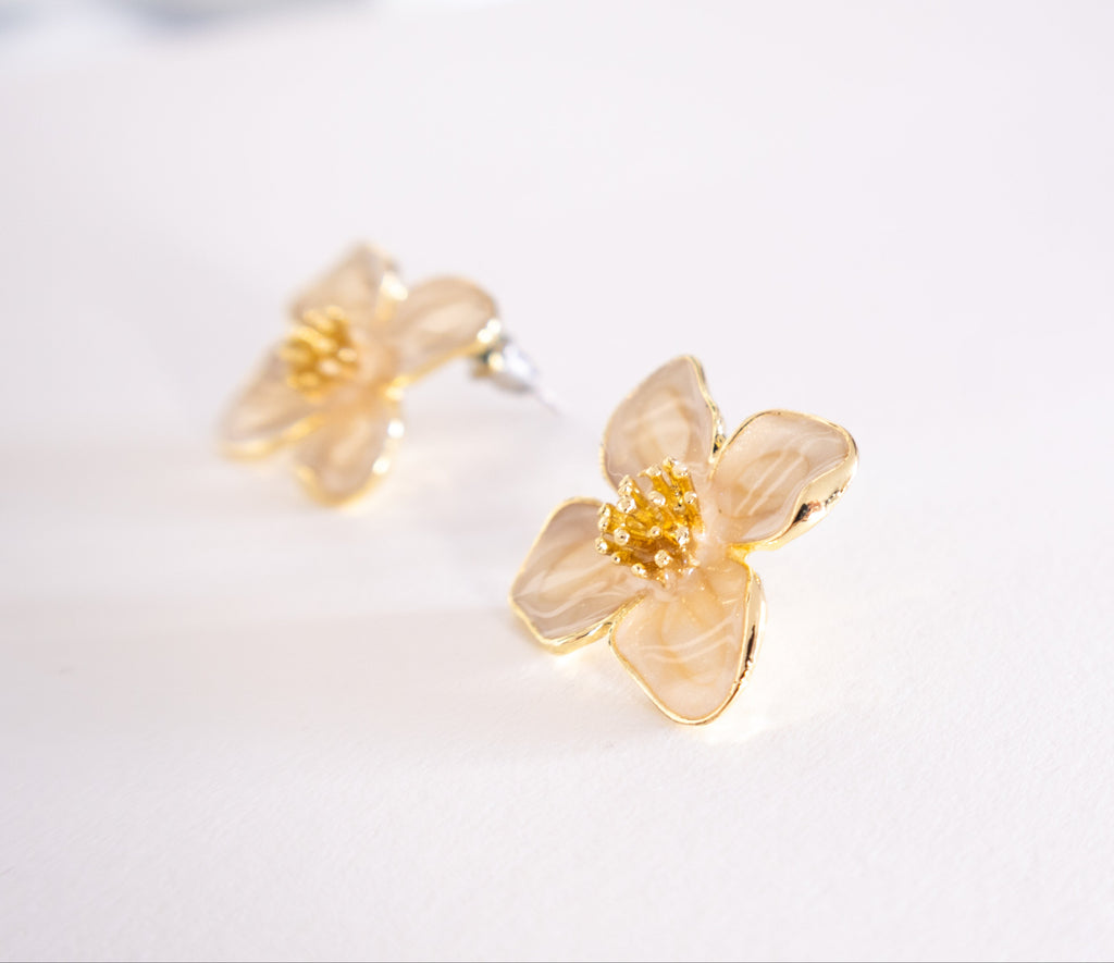 Golden Light Blossom Stud Earrings