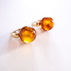 Amber Bead Gold-Tone Hoop Earrings