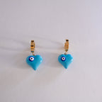 Blue Aura Heart Earrings