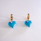Blue Aura Heart Earrings