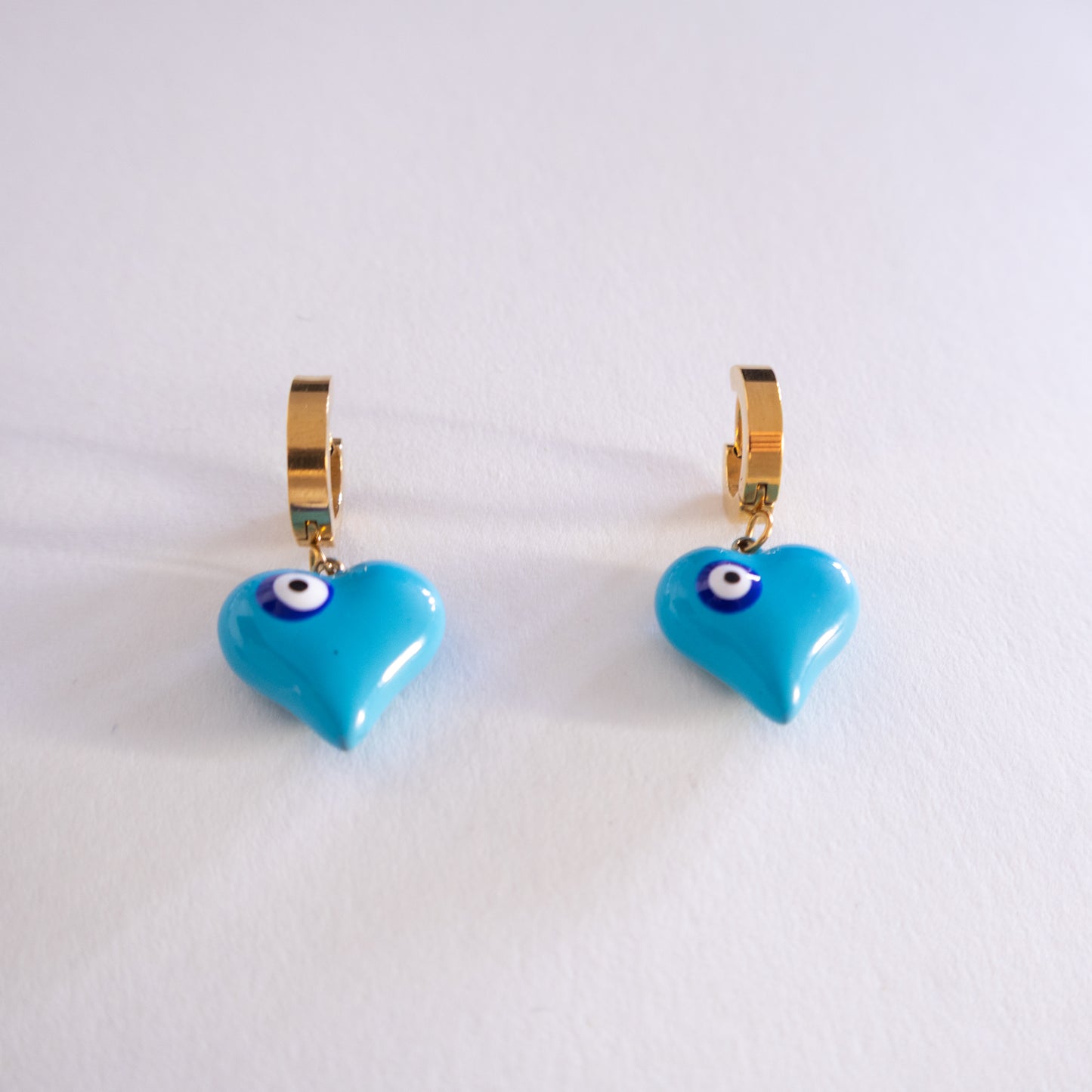 Blue Aura Heart Earrings