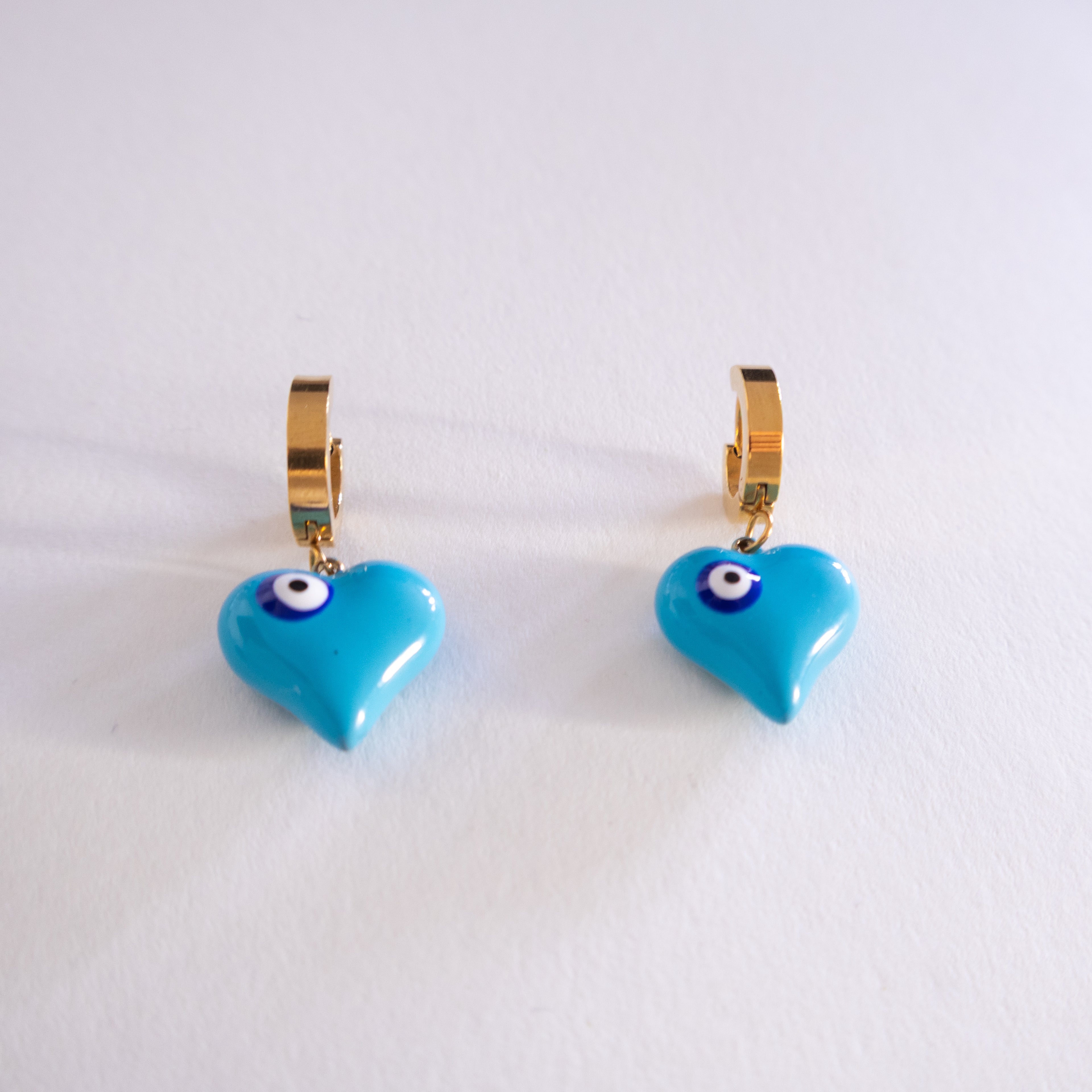 Blue Aura Heart Earrings