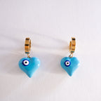 Blue Aura Heart Earrings