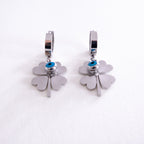Blue Evil Eye Four-Leaf Clover Earrings