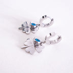 Blue Evil Eye Four-Leaf Clover Earrings