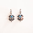 Blue Evil Eye Four-Leaf Clover Earrings