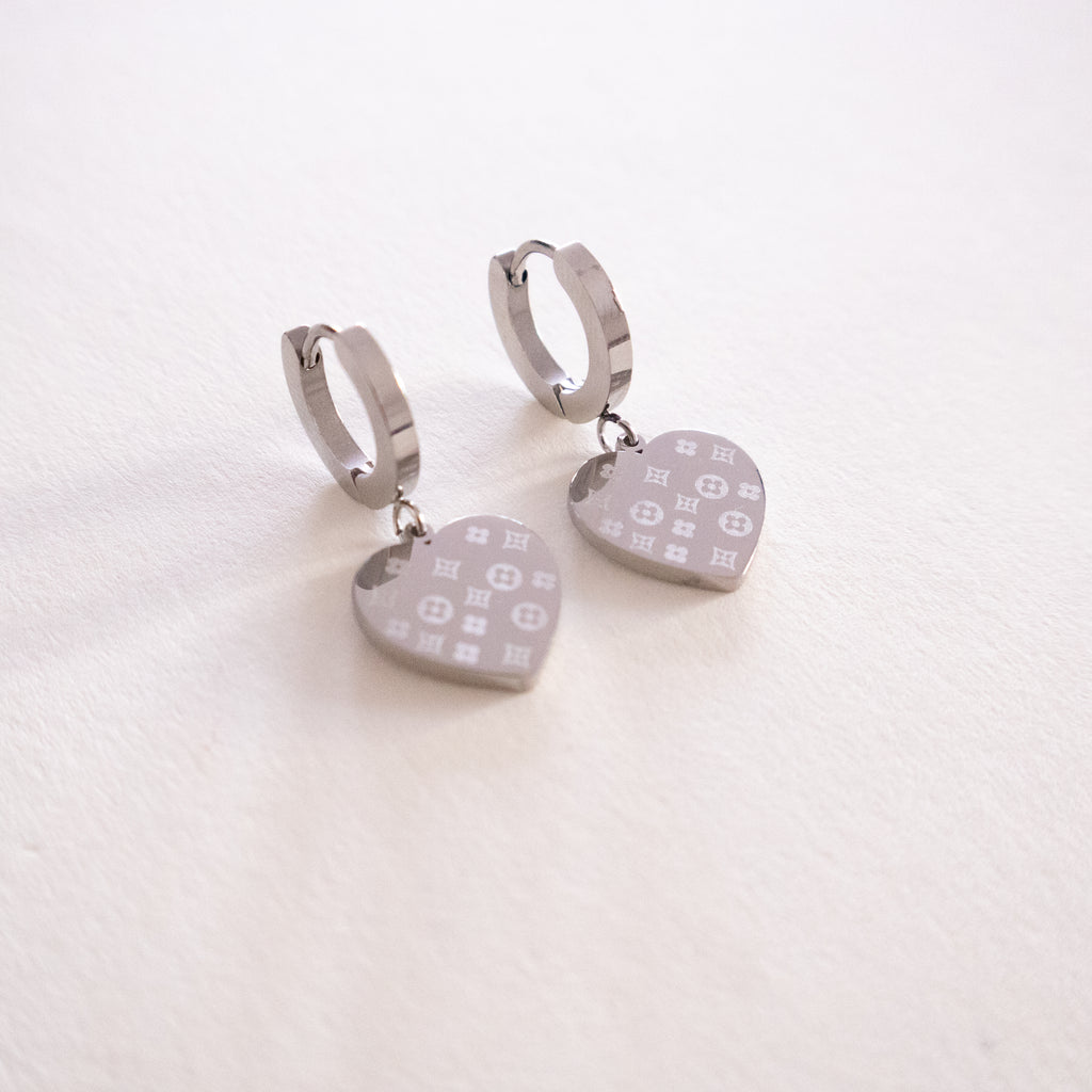 Virella Heart Drop Hoop Earrings