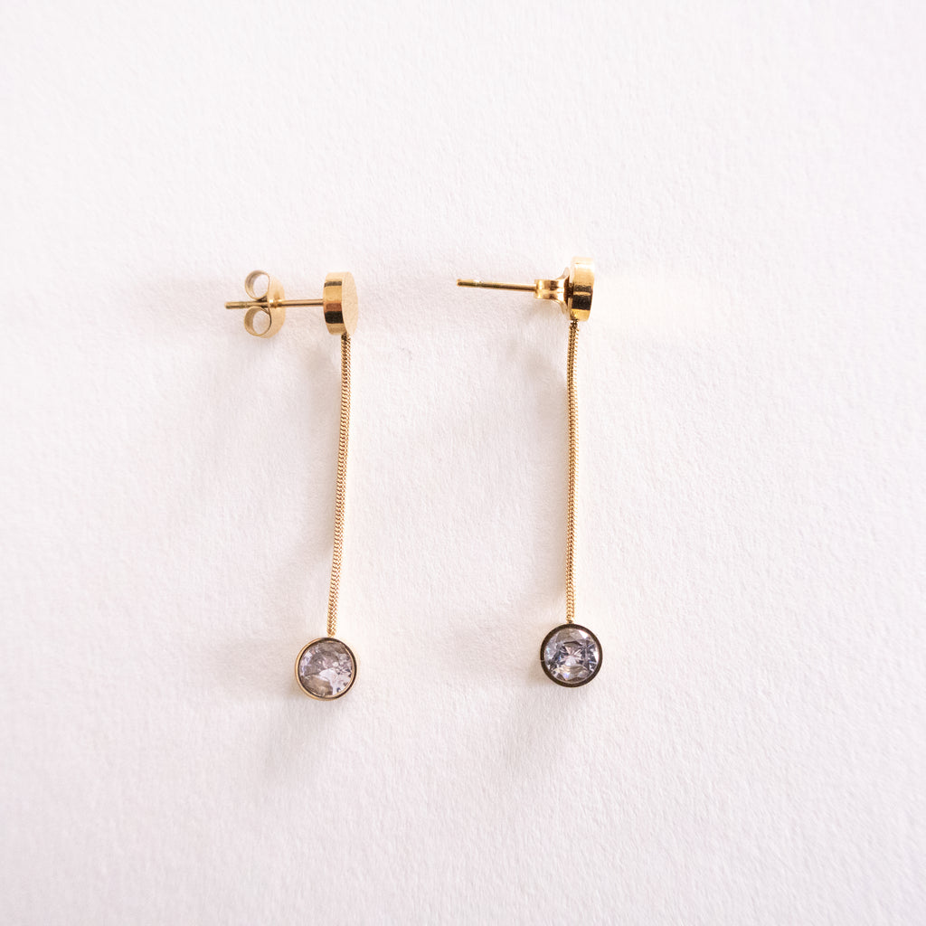 Slim Crystal Dangling Earrings