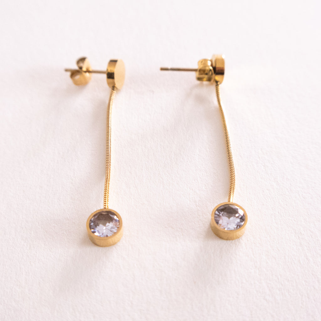 Slim Crystal Dangling Earrings