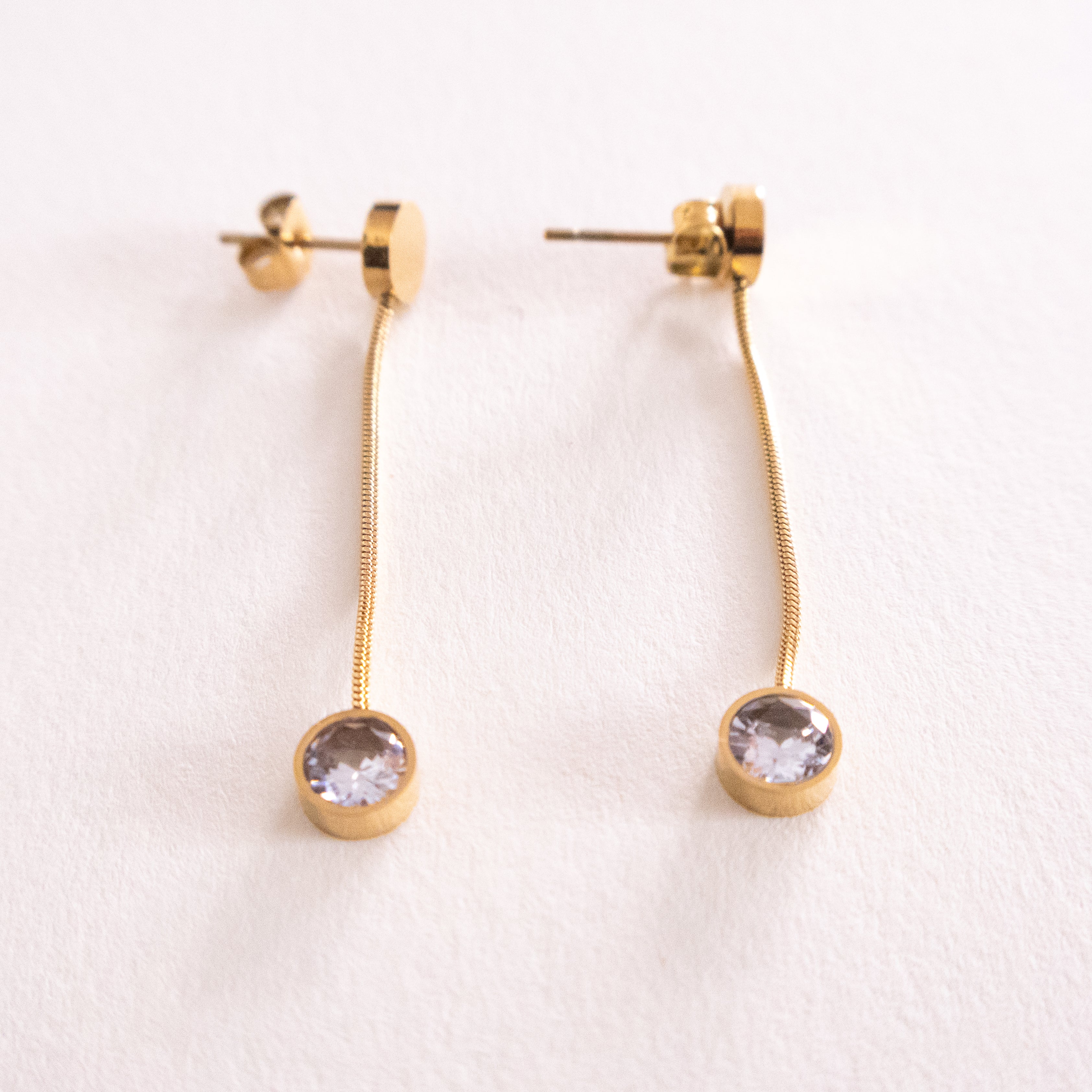 Slim Crystal Dangling Earrings