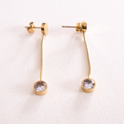Slim Crystal Dangling Earrings