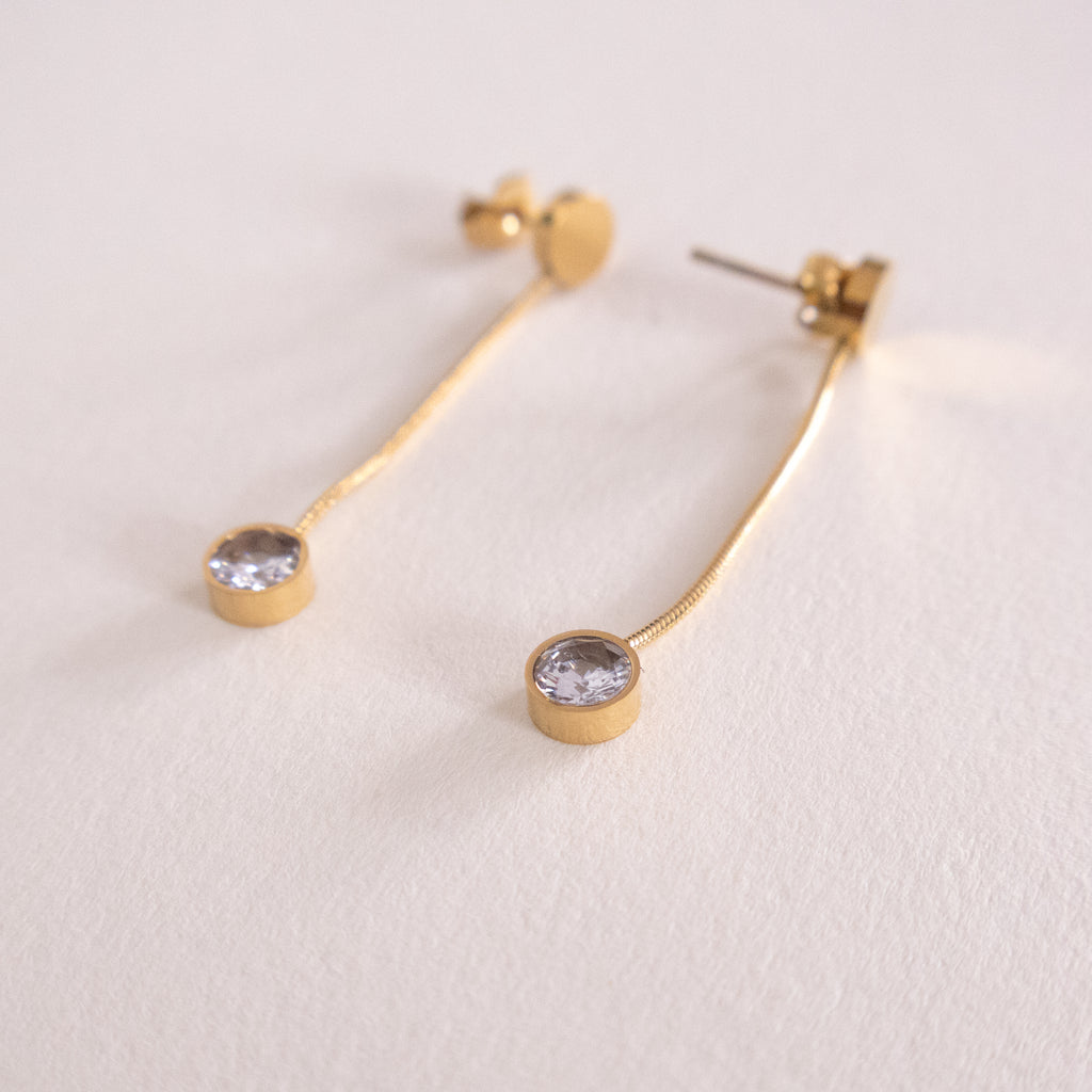 Slim Crystal Dangling Earrings