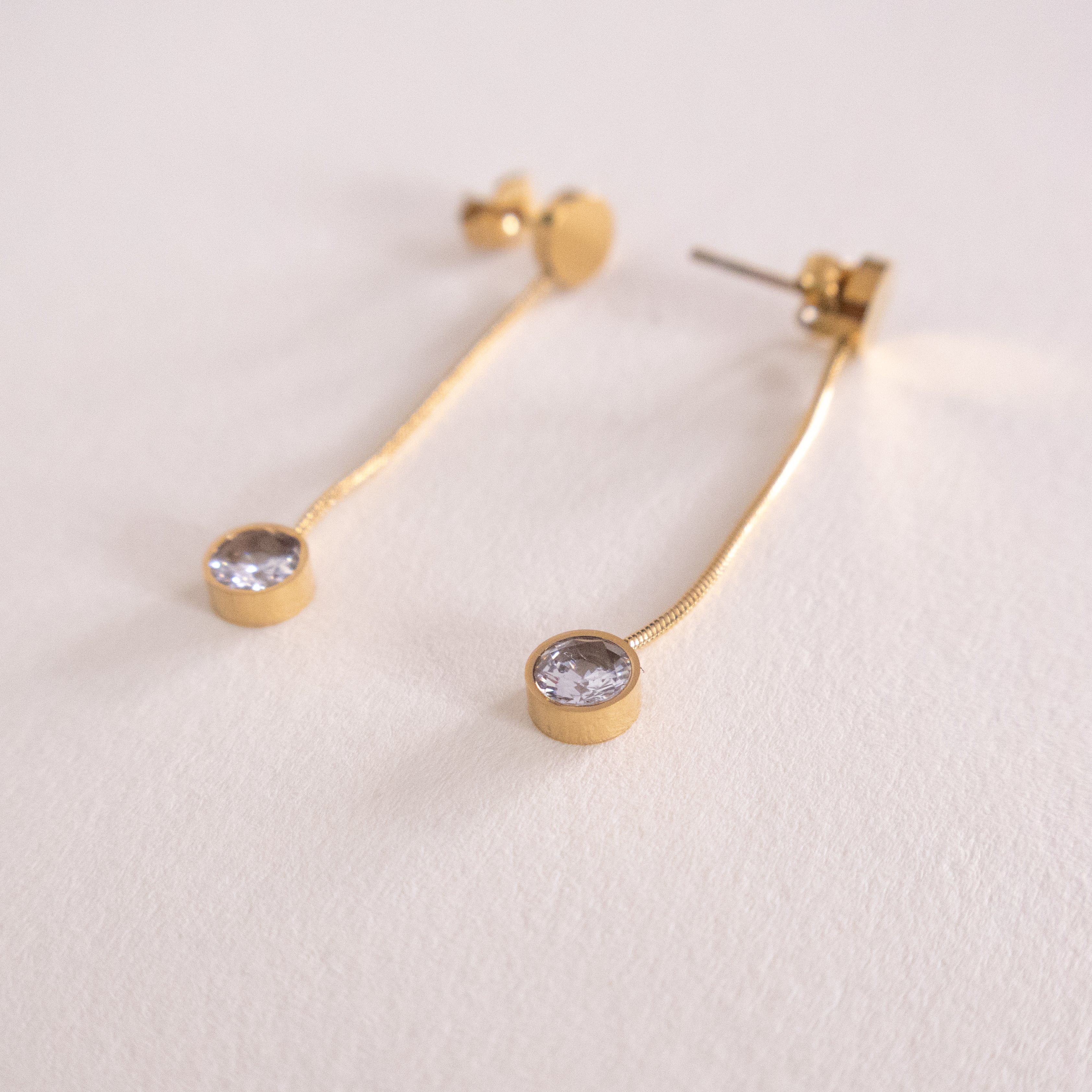 Slim Crystal Dangling Earrings