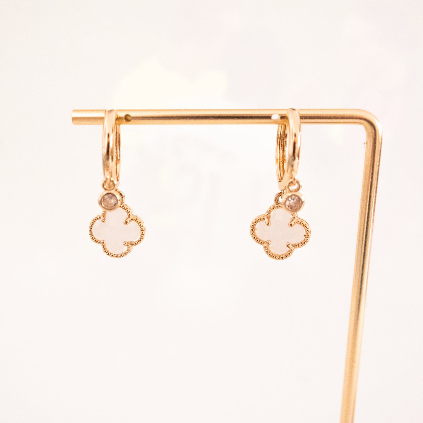 White Clover Charm Earrings