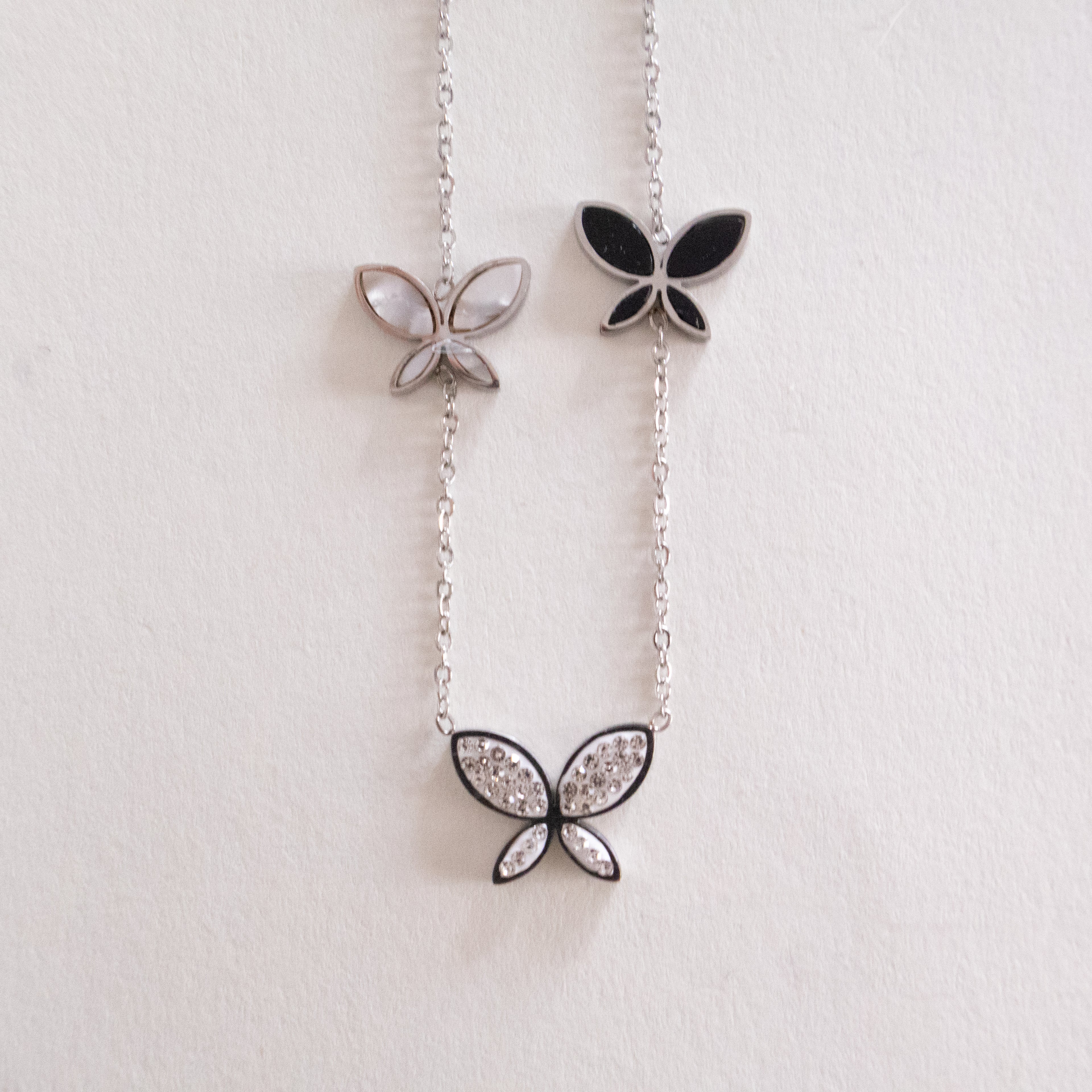Elegant Silver Butterfly Cascade Necklace