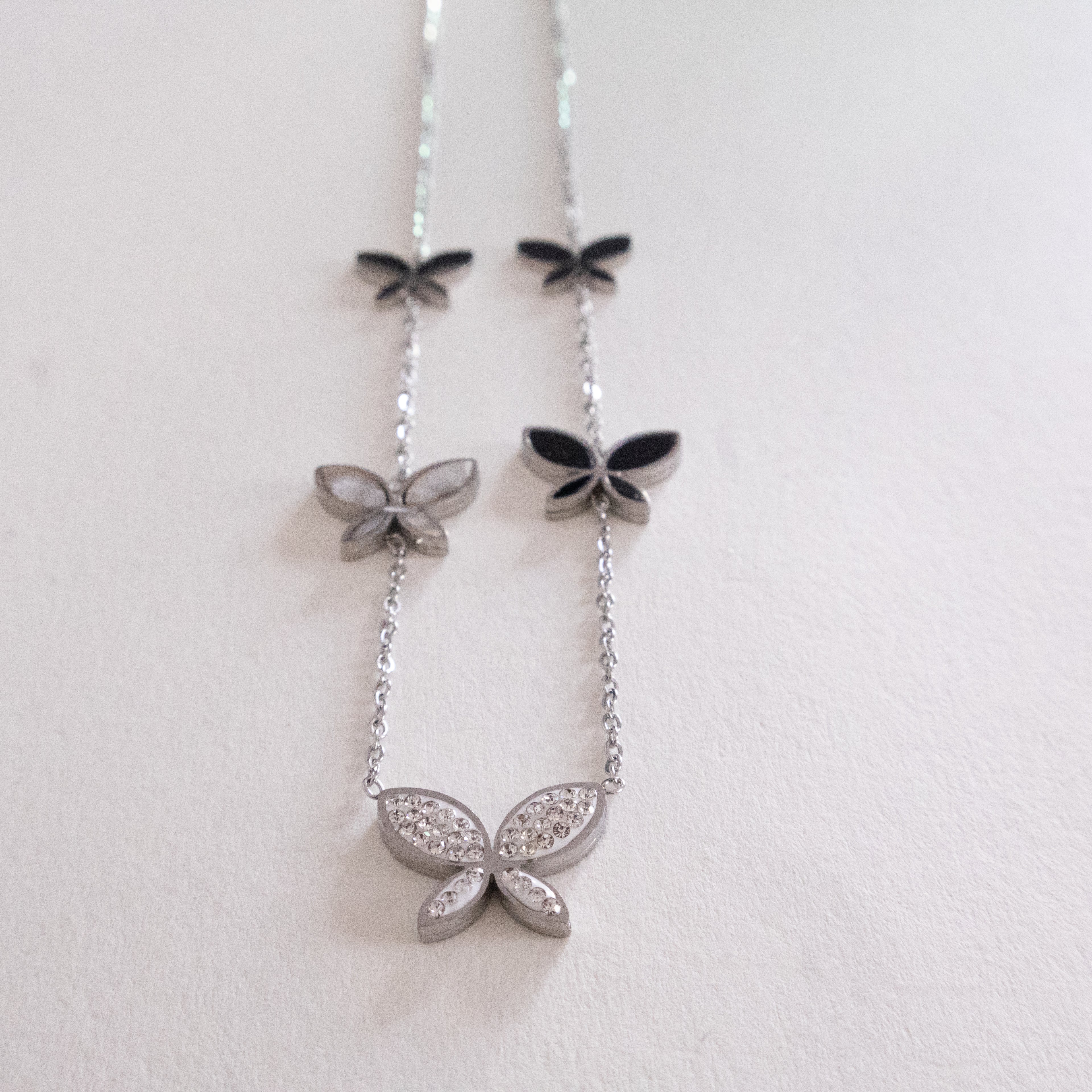 Elegant Silver Butterfly Cascade Necklace