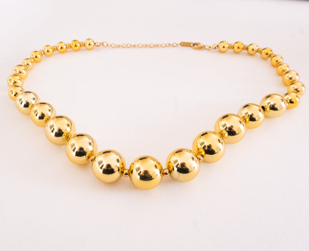 Gold-Toned Beaded Ball Necklace