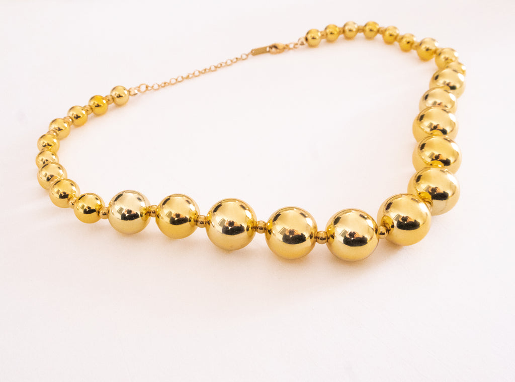 Gold-Toned Beaded Ball Necklace