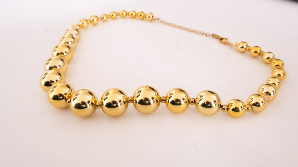 Gold-Toned Beaded Ball Necklace