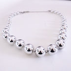 Silver Tone Beaded Ball Necklace