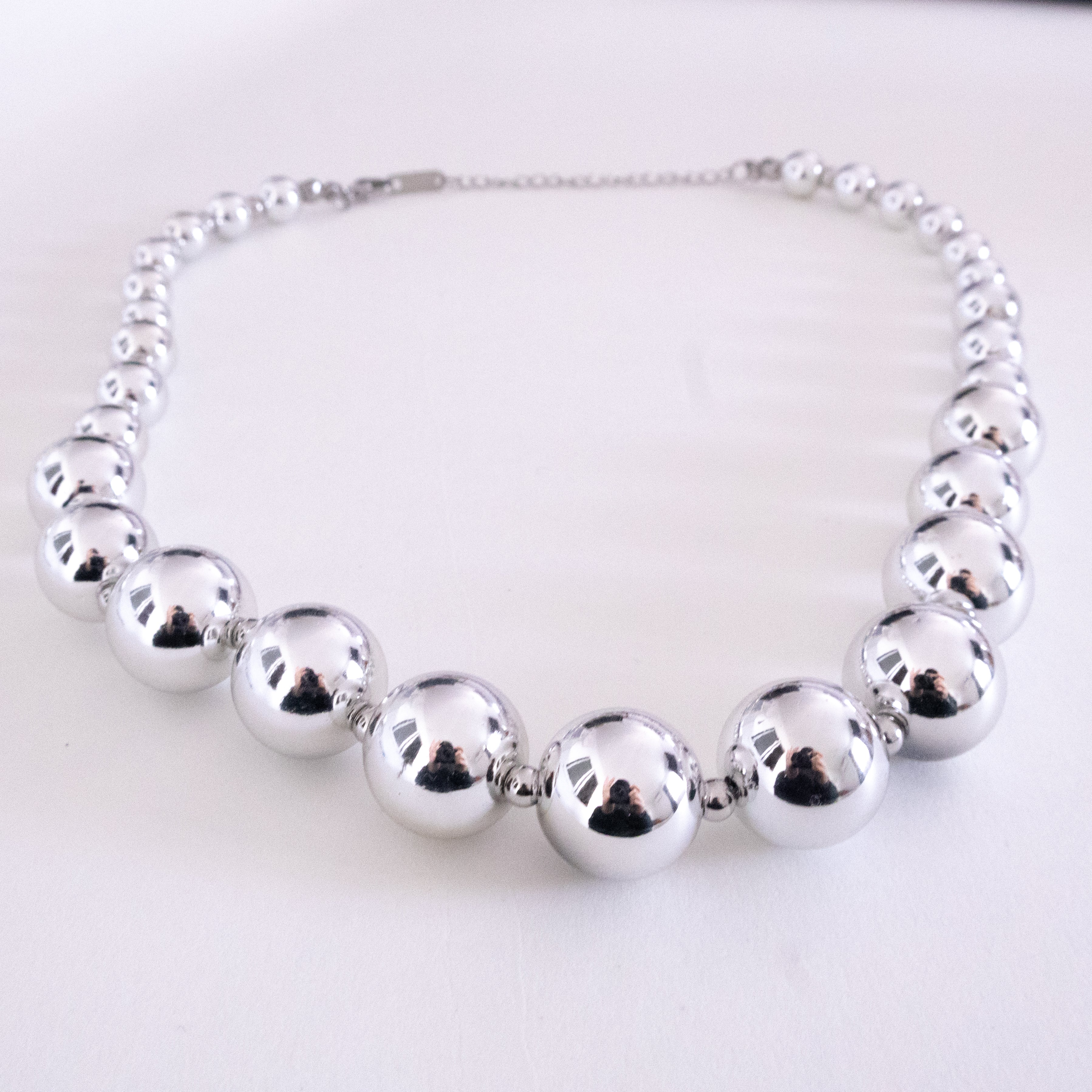 Silver Tone Beaded Ball Necklace