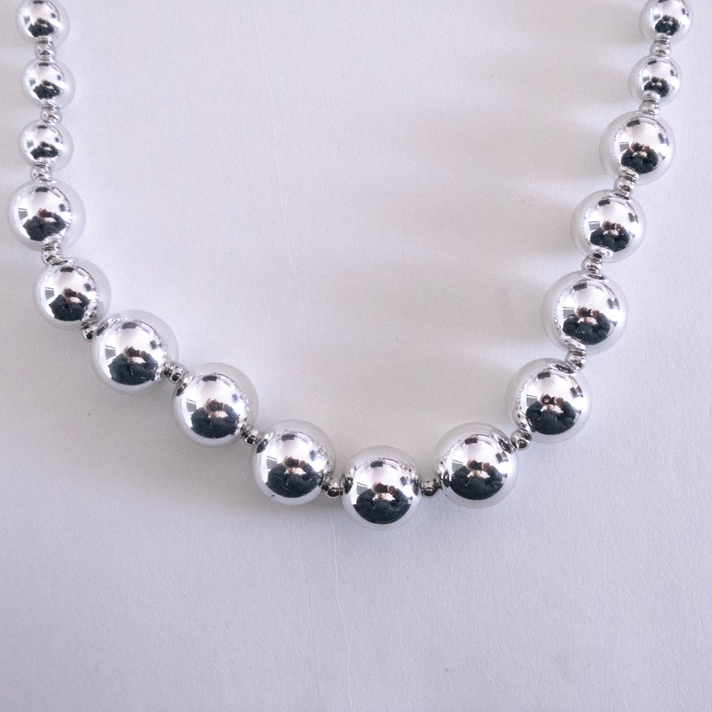 Silver Tone Beaded Ball Necklace