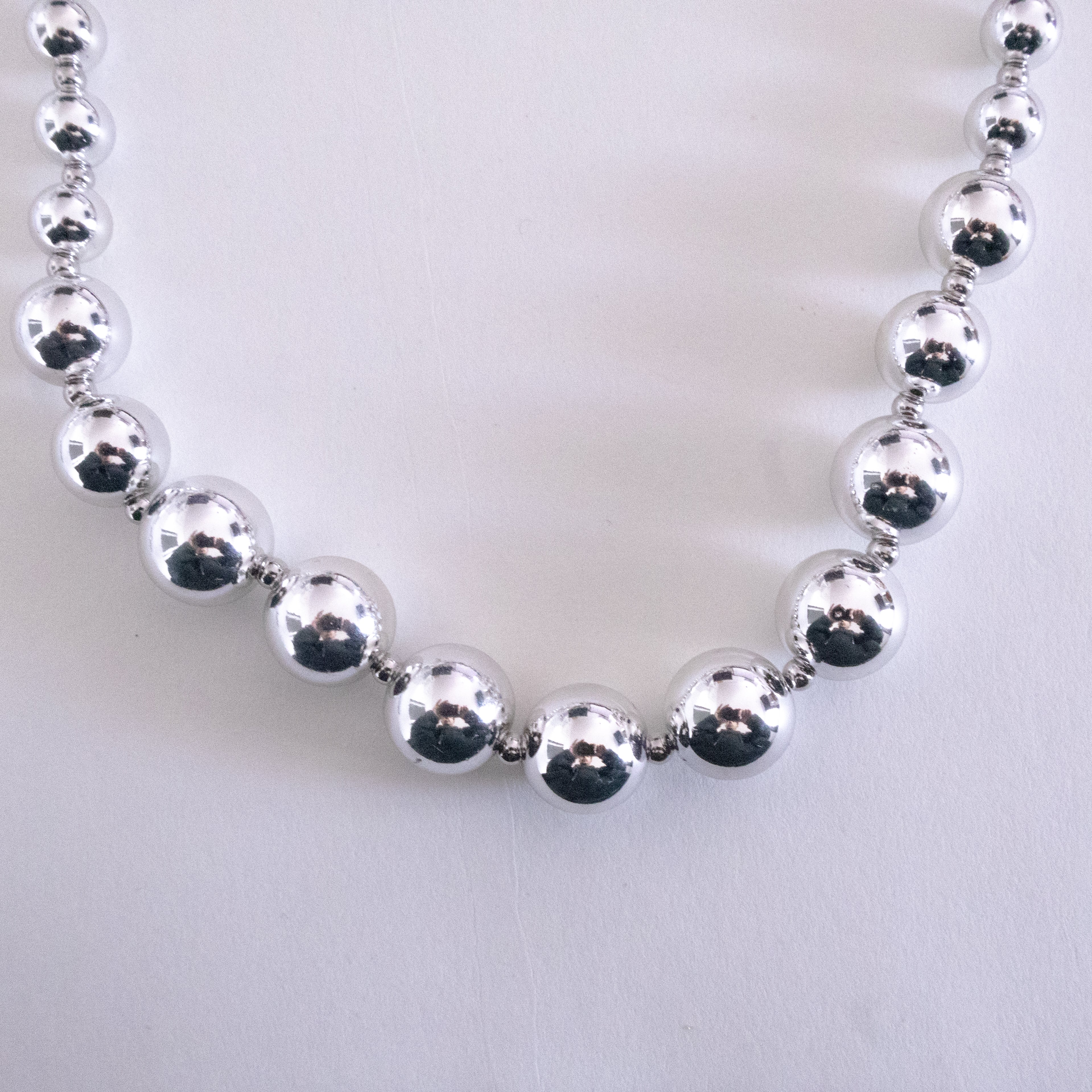 Silver Tone Beaded Ball Necklace
