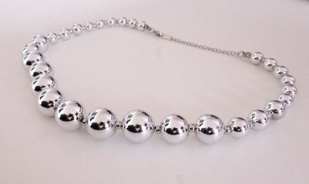 Silver Tone Beaded Ball Necklace